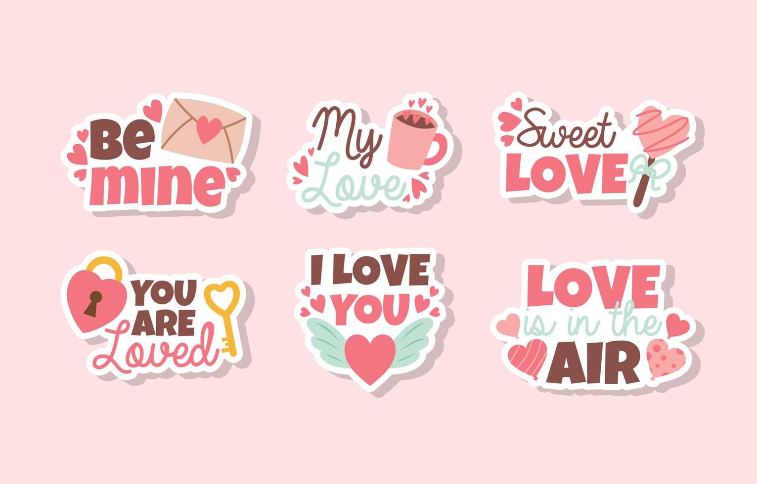 Valentine Chat Doodle Element Sticker Collection vector