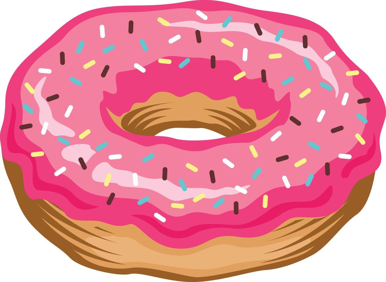 donut with pink glaze. donut icon, vector illustration