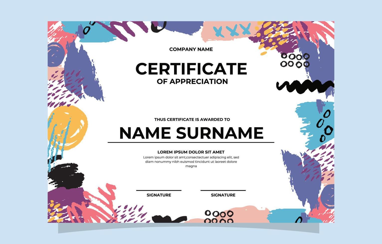 Abstract Shape Modern Flat Certificate Template vector