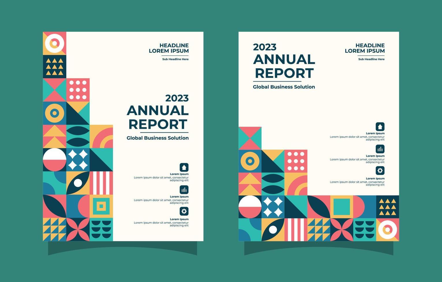 Flat Geometric Annual Report Business Template Design vector