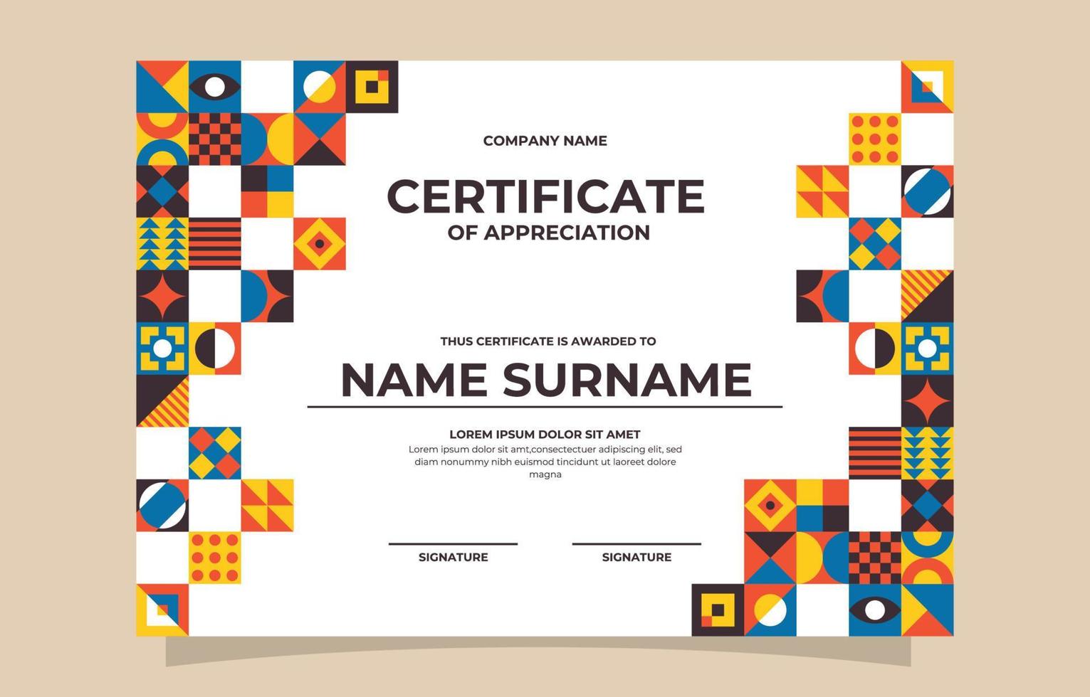 Modern Flat Certificate Template vector