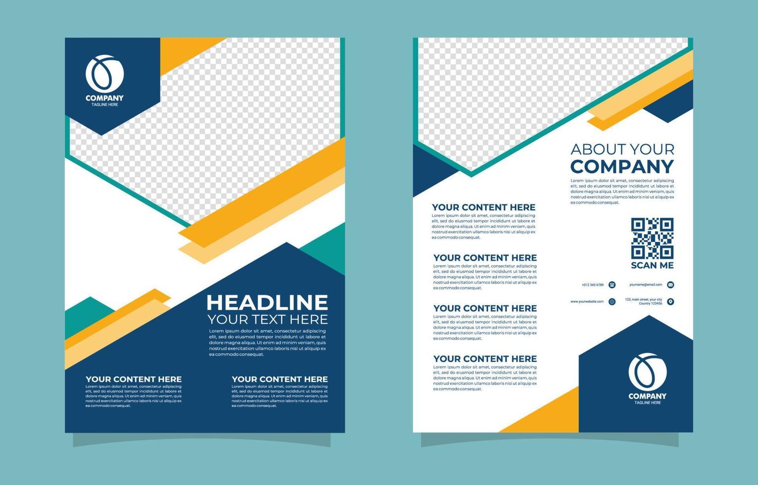 Flat Geometric Business Flyer Business Template Design vector