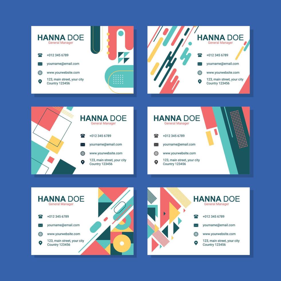 Flat Geometric Colorful Business Card Template vector