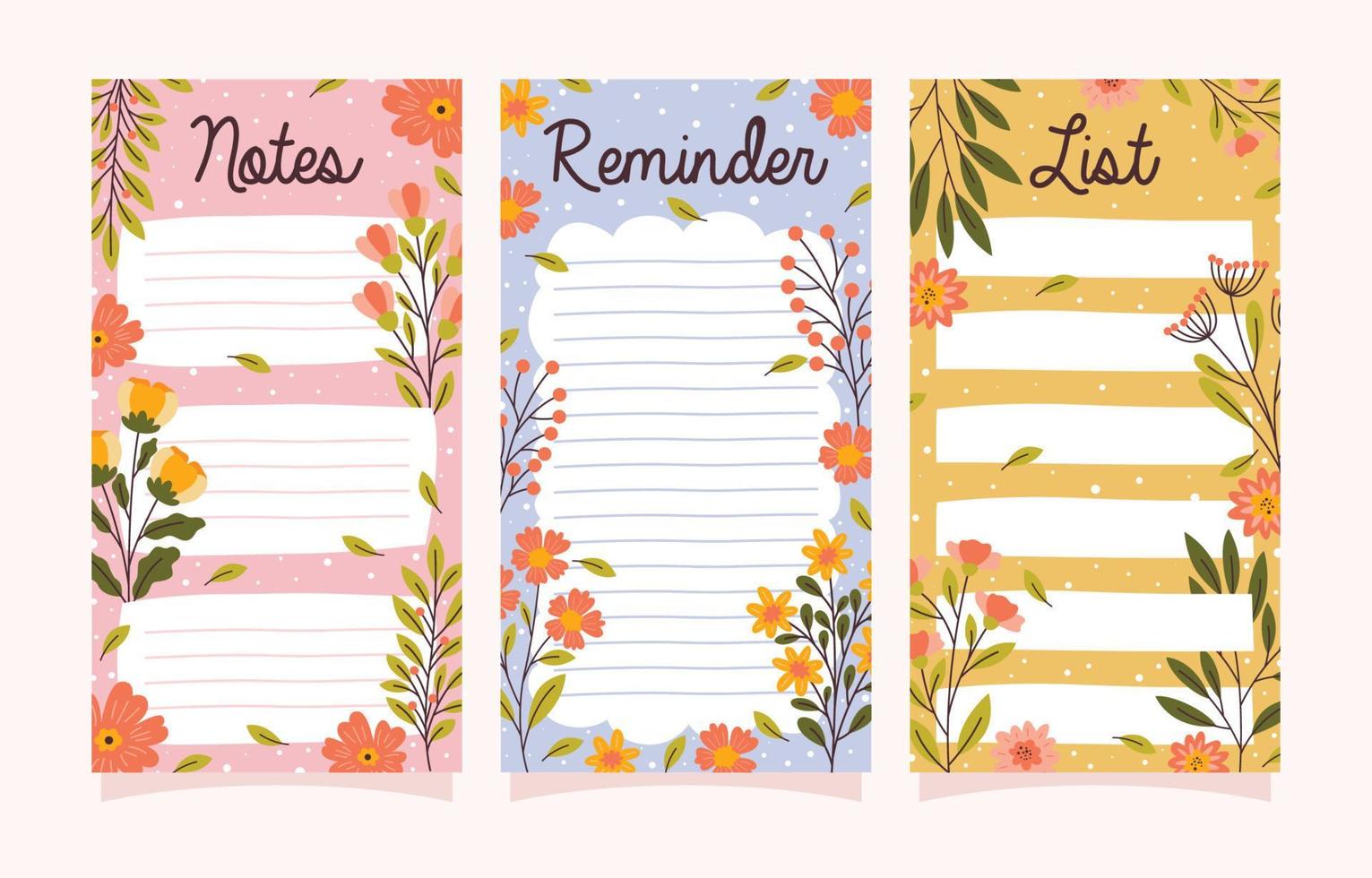 Spring Doodle Flower Journal Pages Template vector