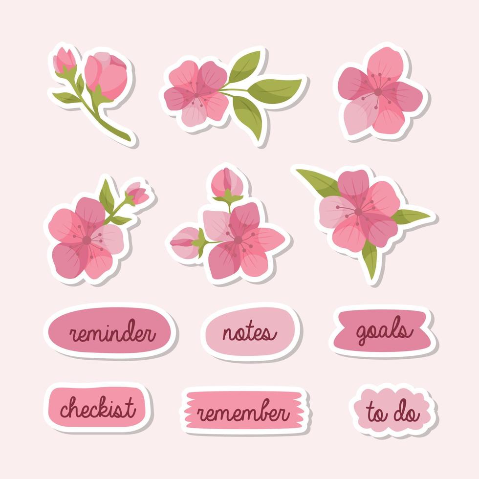 Peach Blossom Hand Drawn Sticker For Journal Page vector