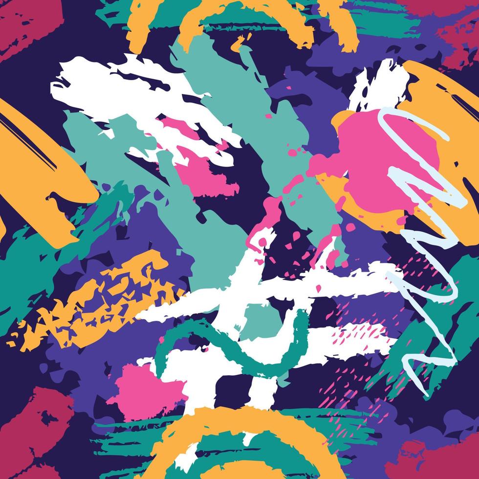 Abstract Colourful Brush Stroke Seamless Pattern Vector Background
