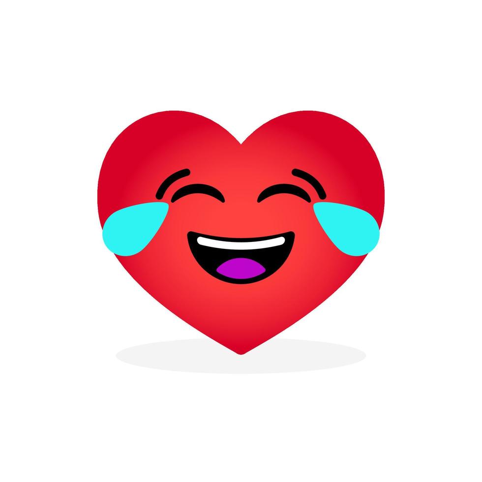 Funny laughing heart emoticon. Emotional icon vector