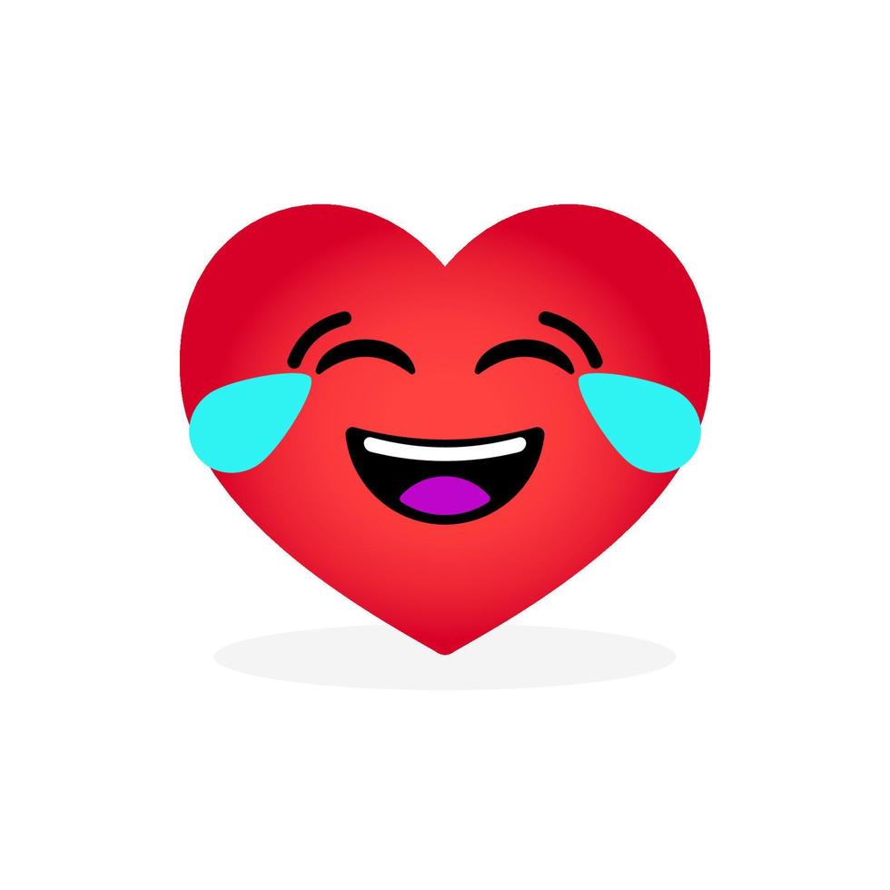 divertido emoticono de risa del corazón. icono emocional vector