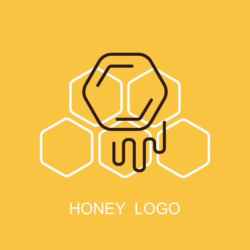 Honey Company Logo. Honeycomb Emblem Design. Geometric Linear Logotype template vector