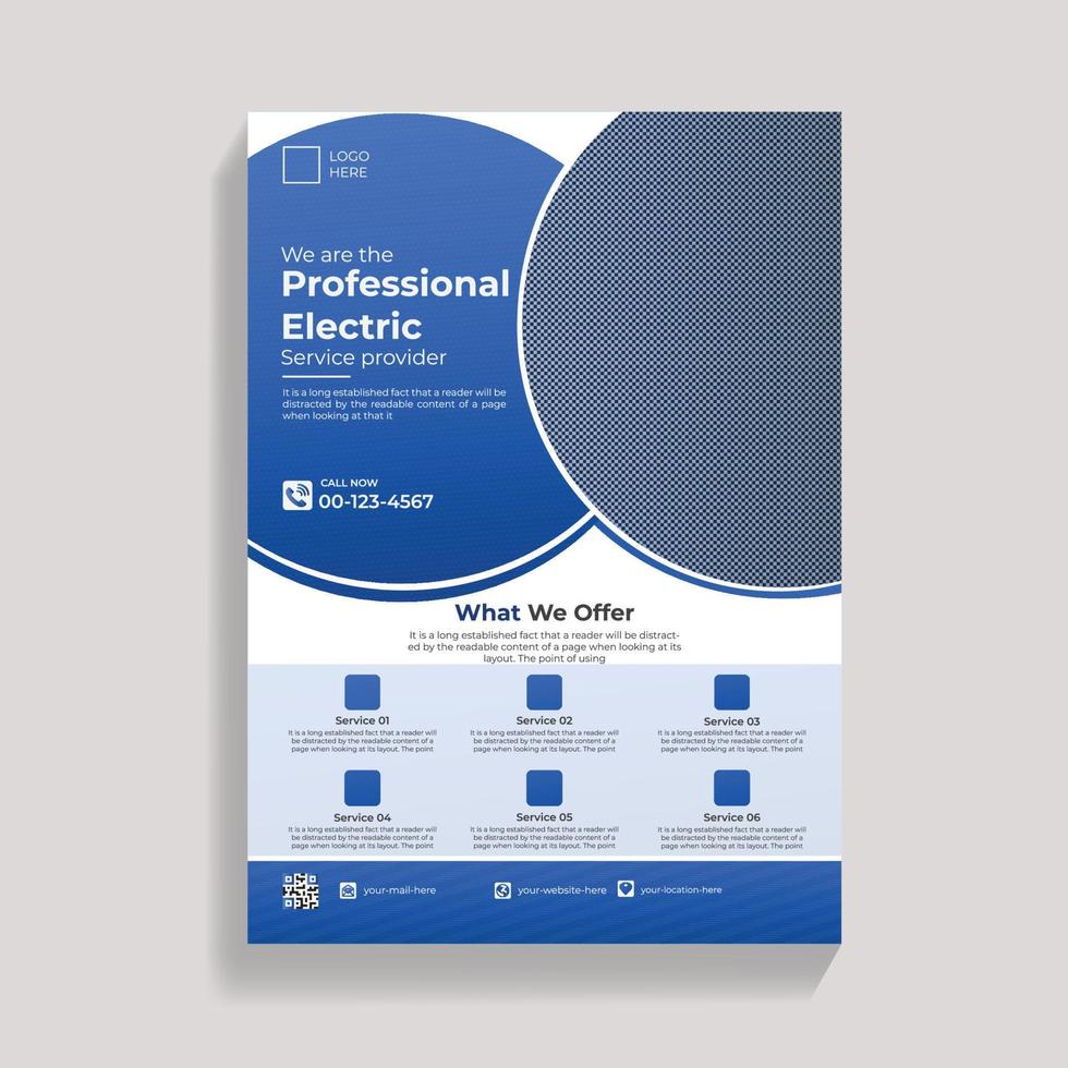 Modern colorful gradient electrician service flyer design template vector