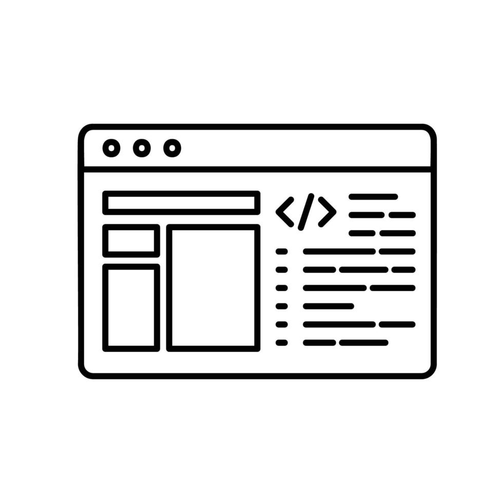 icono de programación de sitios web con codificación, diseño y desarrollo vector