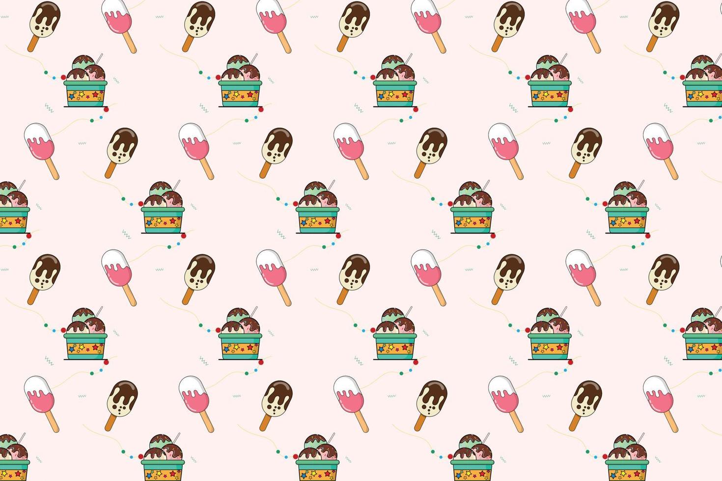 Pattern with cup and stick ice cream elements abstract pattern vector background for design
