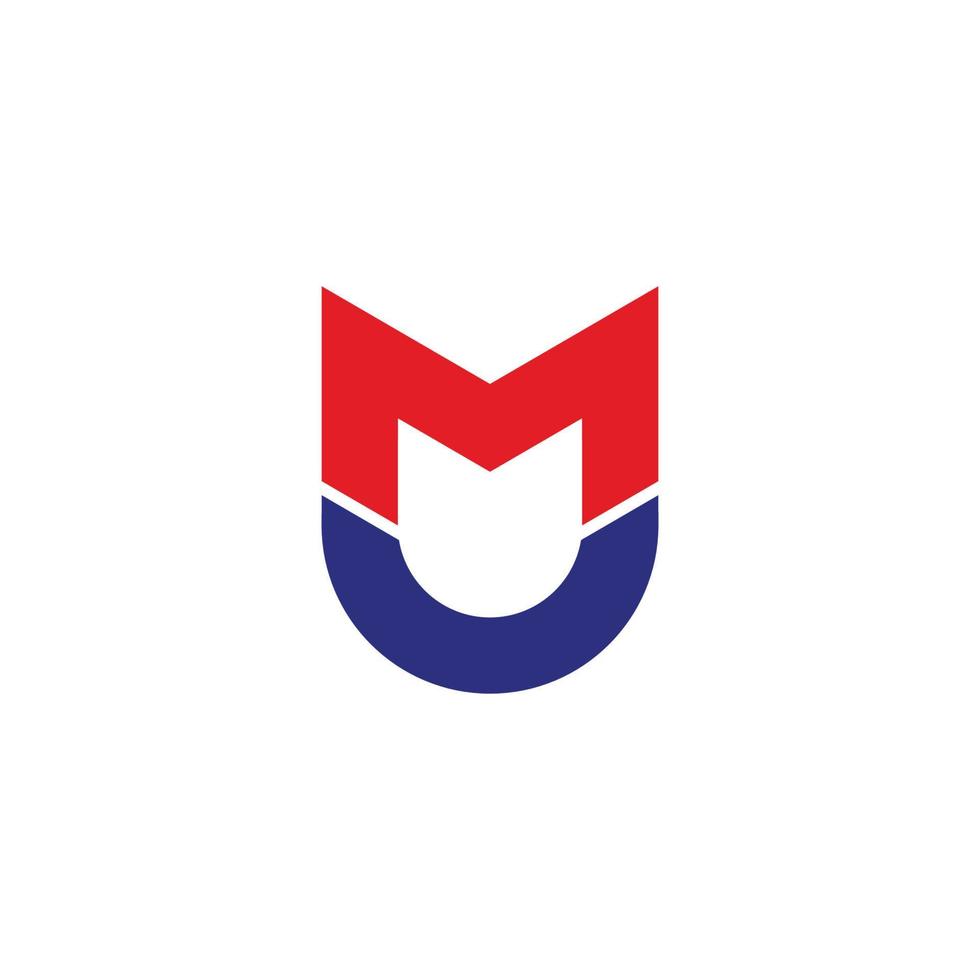 letter mu simple geometric link line colorful logo vector