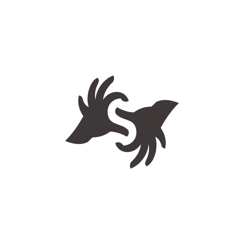 letter s linked hand silhouette helping symbol vector