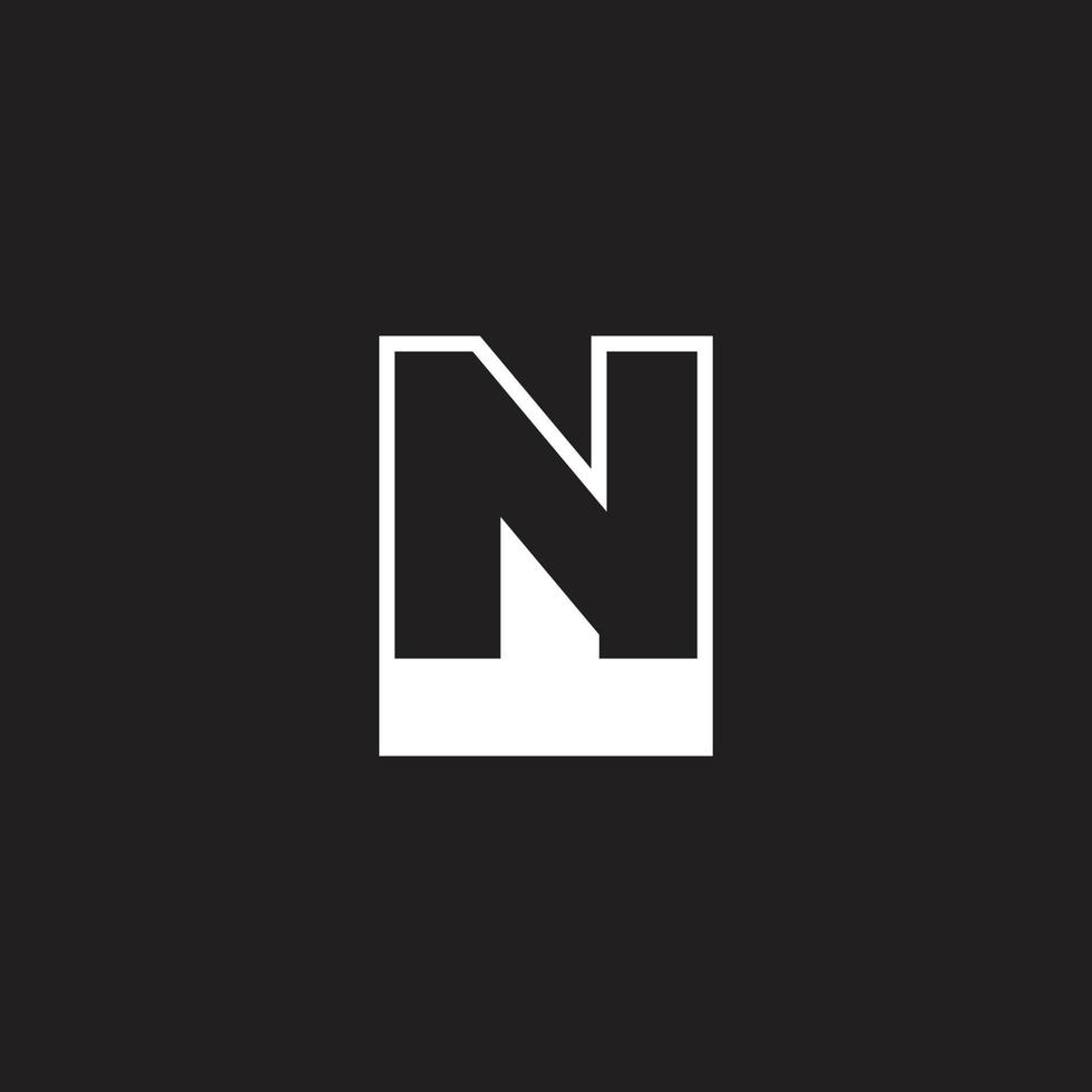 letter n simple outline negative space  logo vector