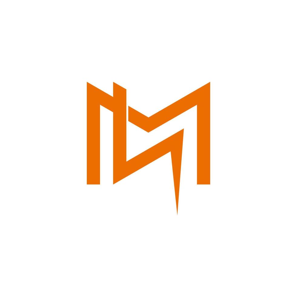 vector de logotipo de diseño geométrico simple con forma de perno de trueno de letra m