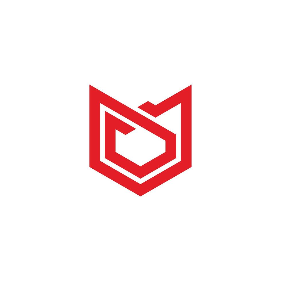 letter mu red geometric line simple logo vector