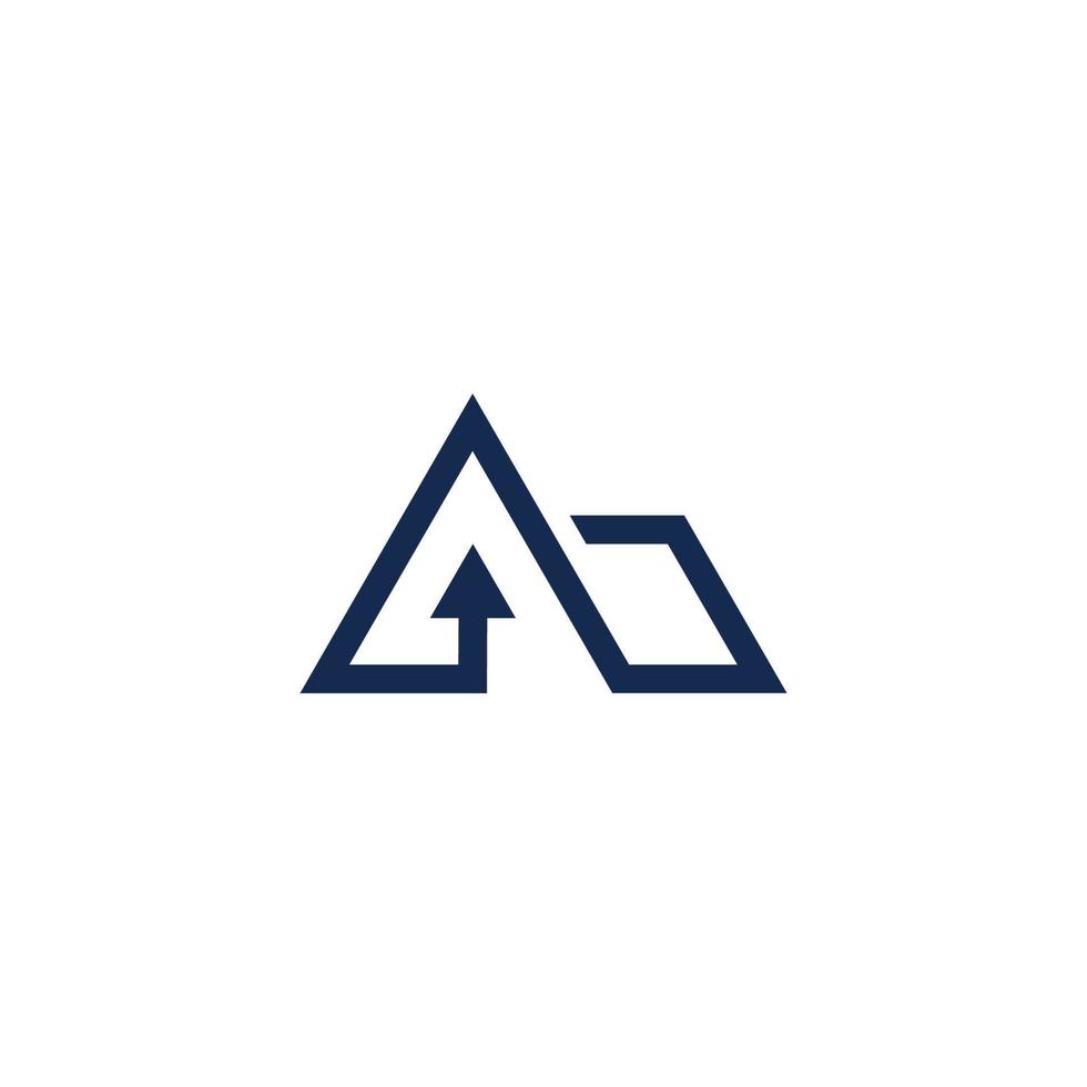 letter ab arrow triangle geometric line logo vector