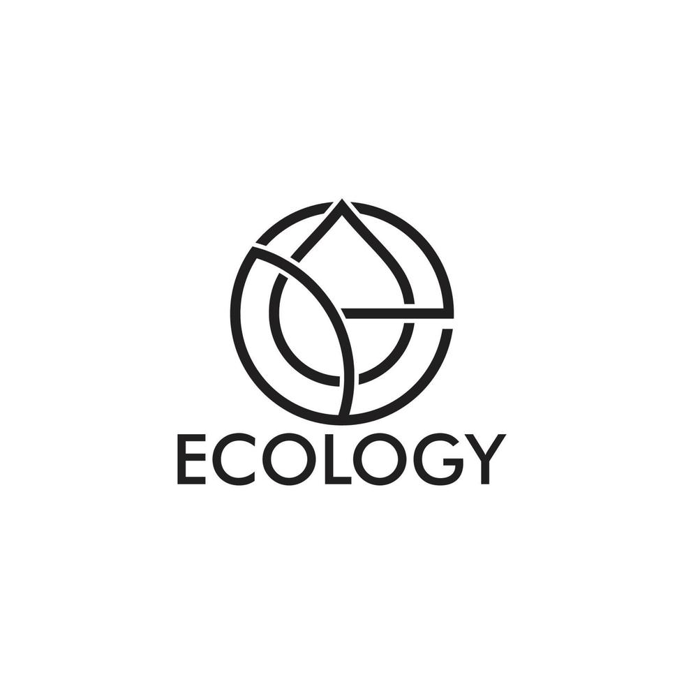 letra e ecología hoja agua forma círculo logo vector