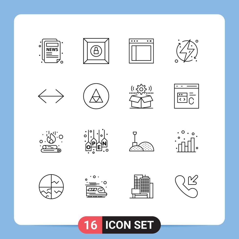 16 Thematic Vector Outlines and Editable Symbols of left renewable layout energy ecologic Editable Vector Design Elements