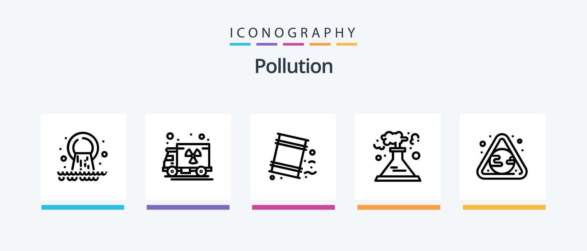 Pollution Line 5 Icon Pack Including pollution. environment. lungs. world. radioactive. Creative Icons Design vector