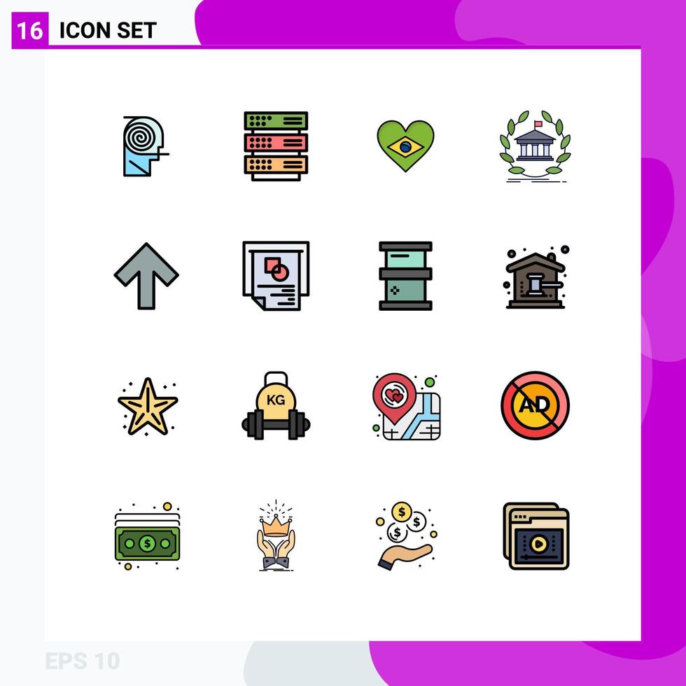 Universal Icon Symbols Group of 16 Modern Flat Color Filled Lines of building online network banking love Editable Creative Vector Design Elements