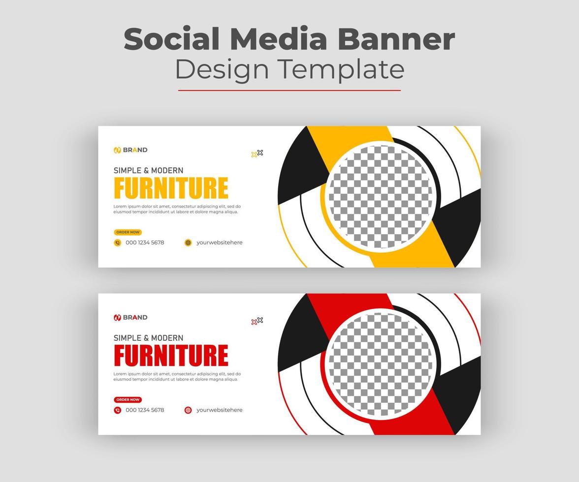 Furniture Facebook cover page template design vector