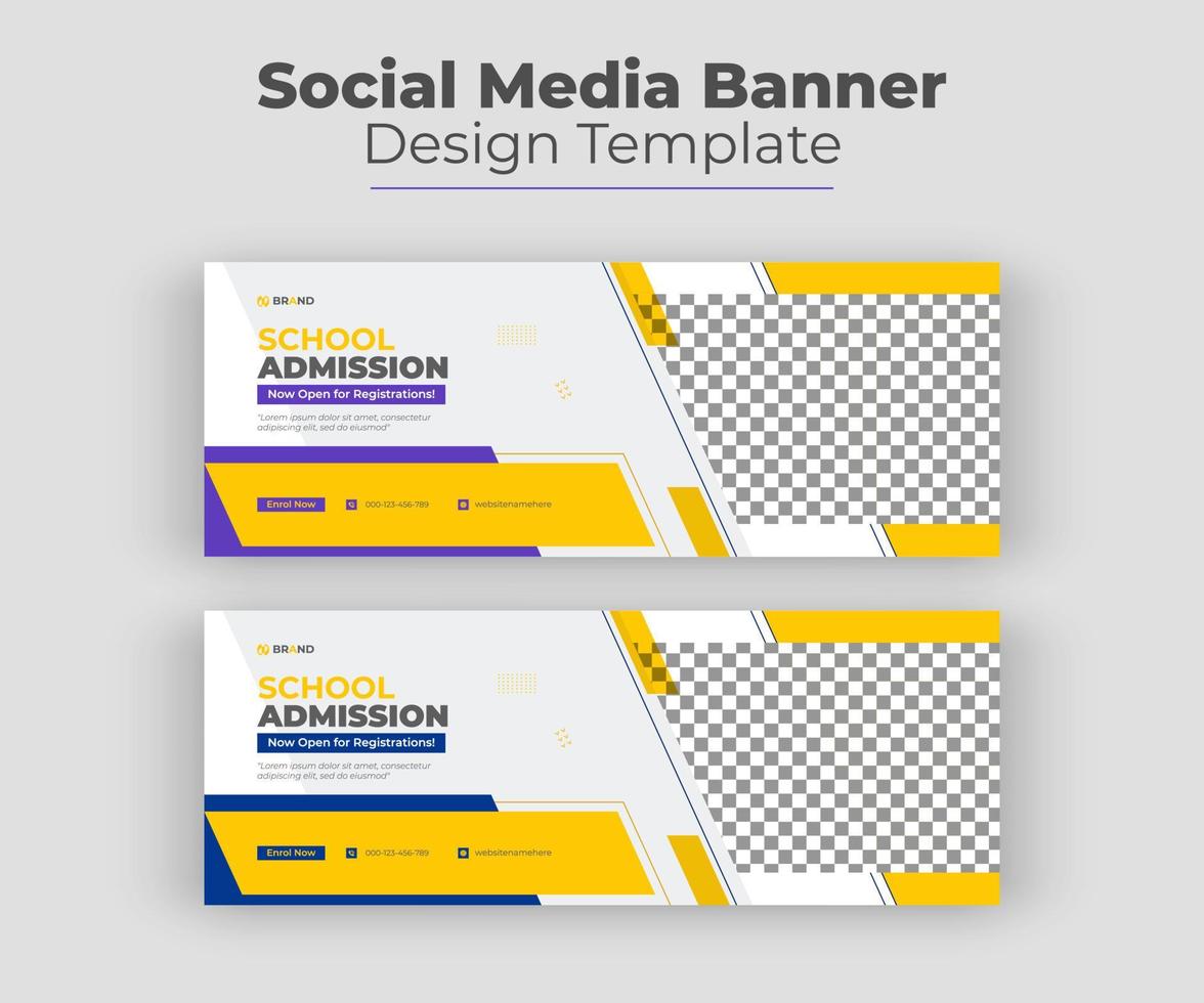 School admission social media banner and Web banner template vector