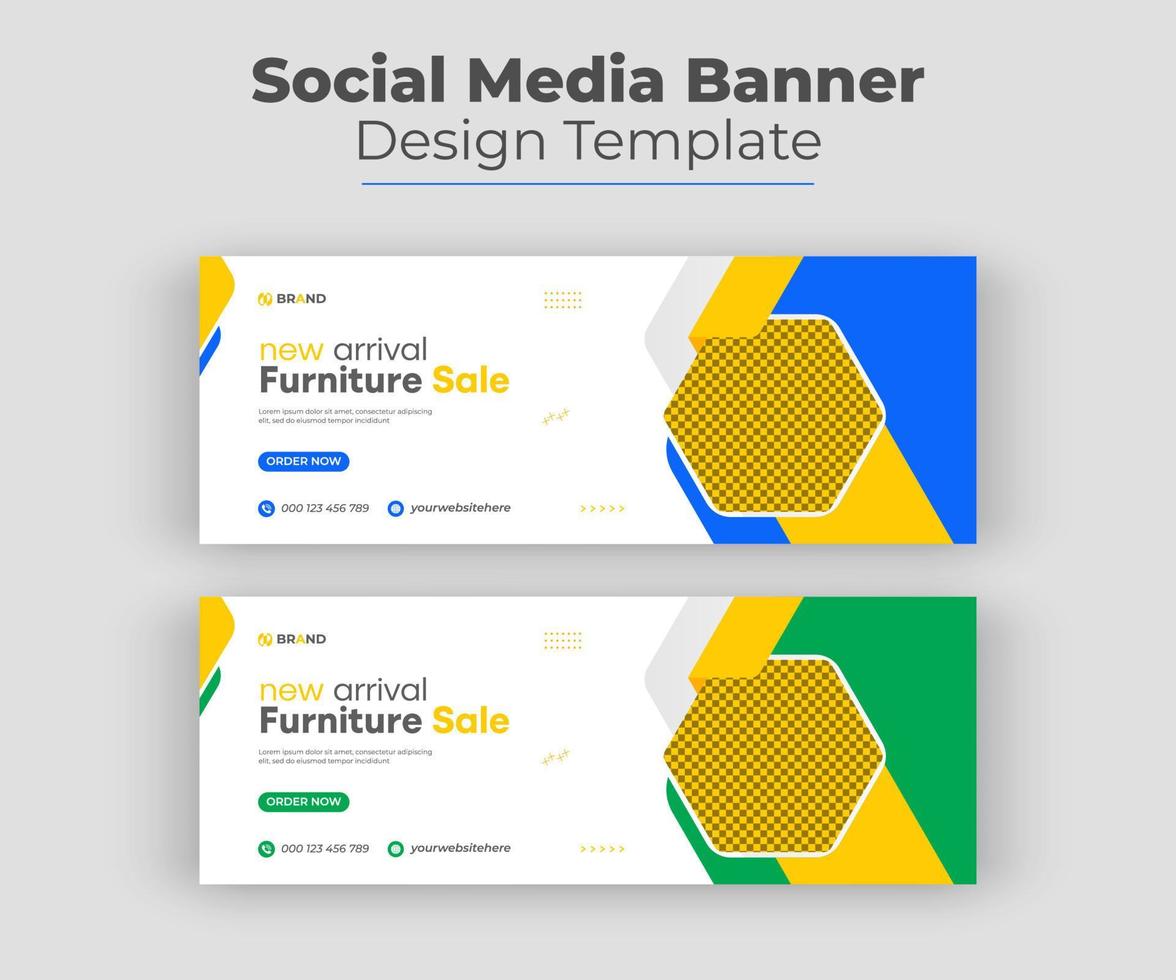 Furniture Facebook cover page template design vector