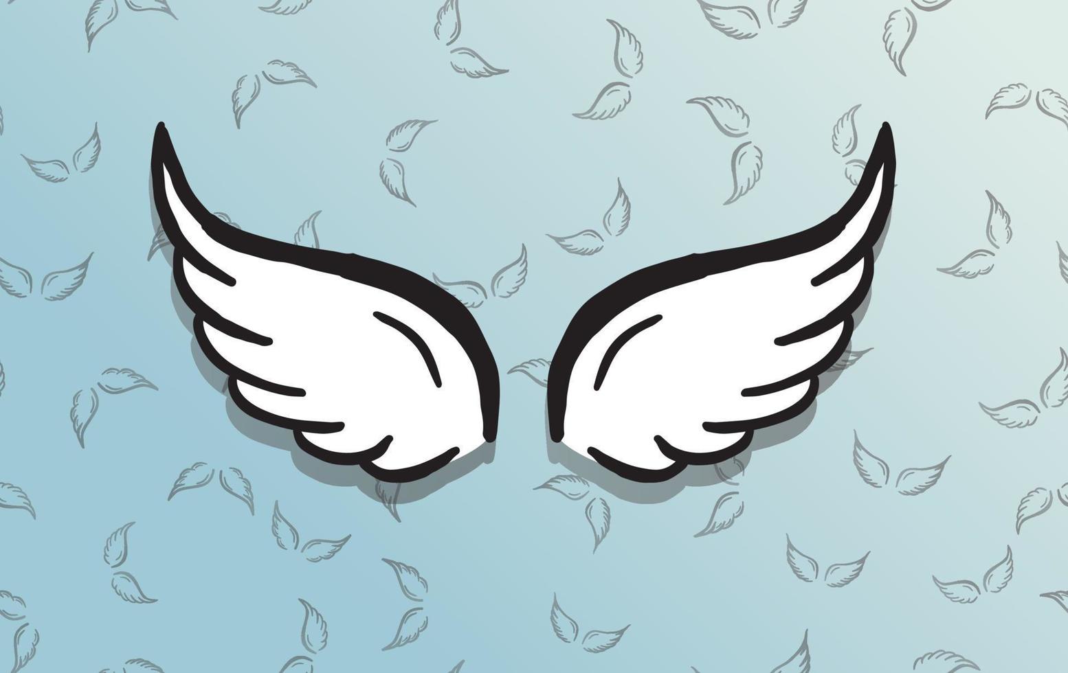 Angel wings vector hand drawn illustration