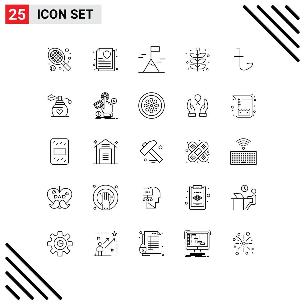 25 User Interface Line Pack of modern Signs and Symbols of taka currency nature bangladesh harvest Editable Vector Design Elements