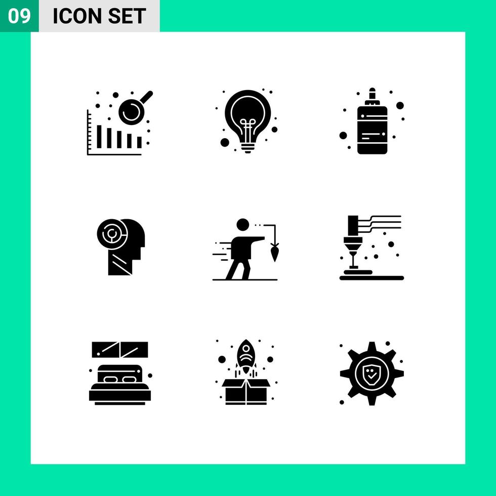 9 Thematic Vector Solid Glyphs and Editable Symbols of extrinsic aspiration color target games Editable Vector Design Elements