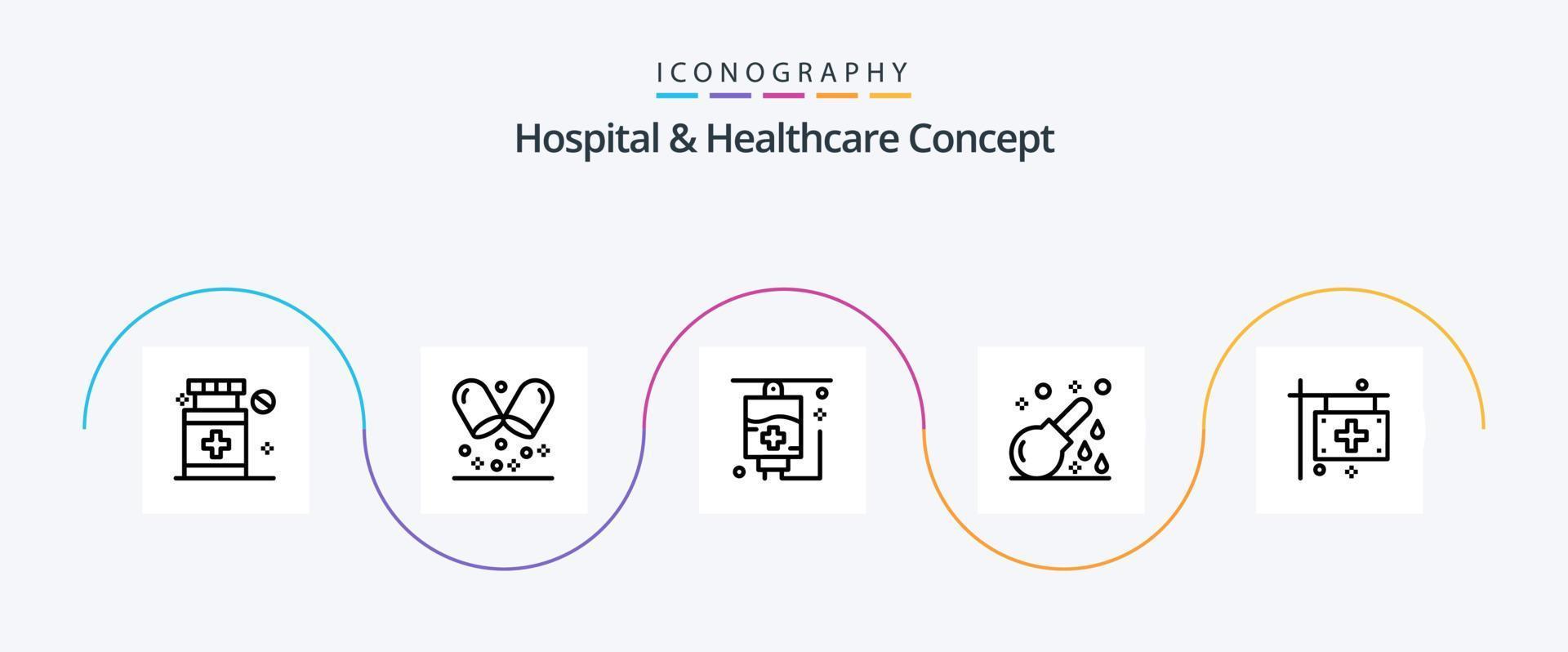 Hospital and Healthcare Concept Line 5 Icon Pack Including . care. hospital vector