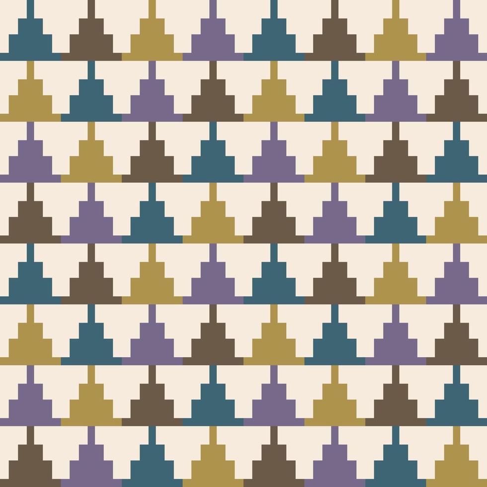 Abstract geometric colorful pattern. Small geometric colorful square triangle pixel style seamless pattern on white cream background. Use for fabric, textile, cover, home decoration elements. vector