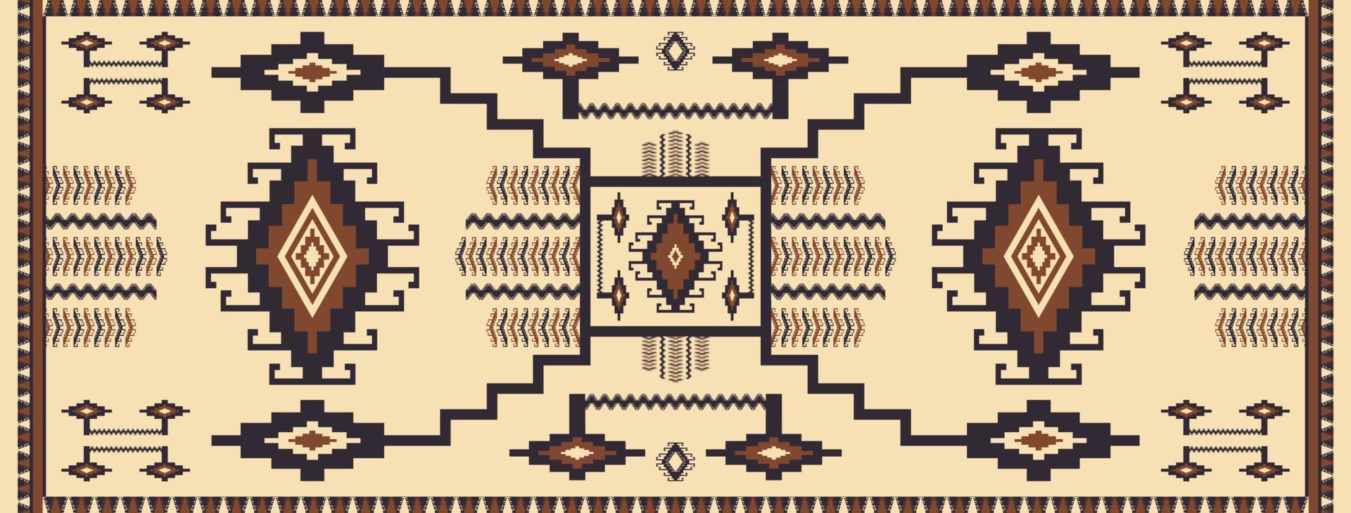Ethnic runner geometric pattern vintage color. Ethnic southwestern rug. Native aztec Kilim geometric rug. Ethnic geometric pattern use for home flooring decoration, runner decorative elements. vector
