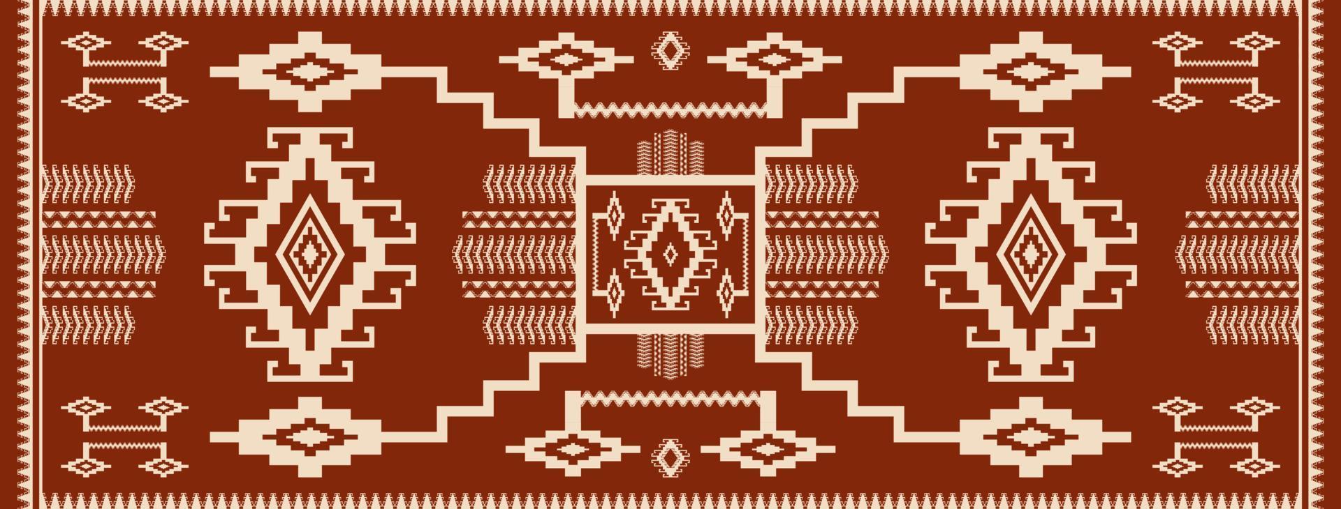 Ethnic runner geometric pattern. Brown ethnic southwestern rug. Brown native aztec Kilim geometric style rug. Ethnic geometric pattern use for home decoration or runner decorative elements. vector