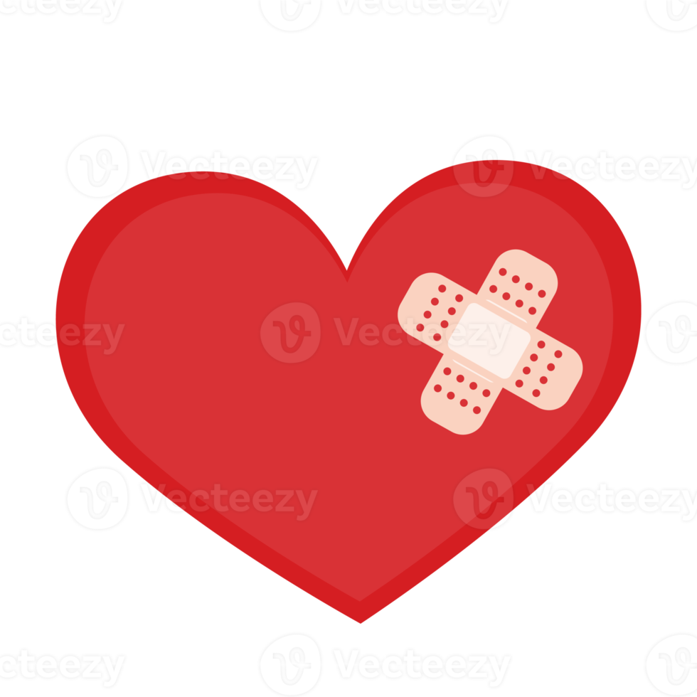 Heart with plaster icon png