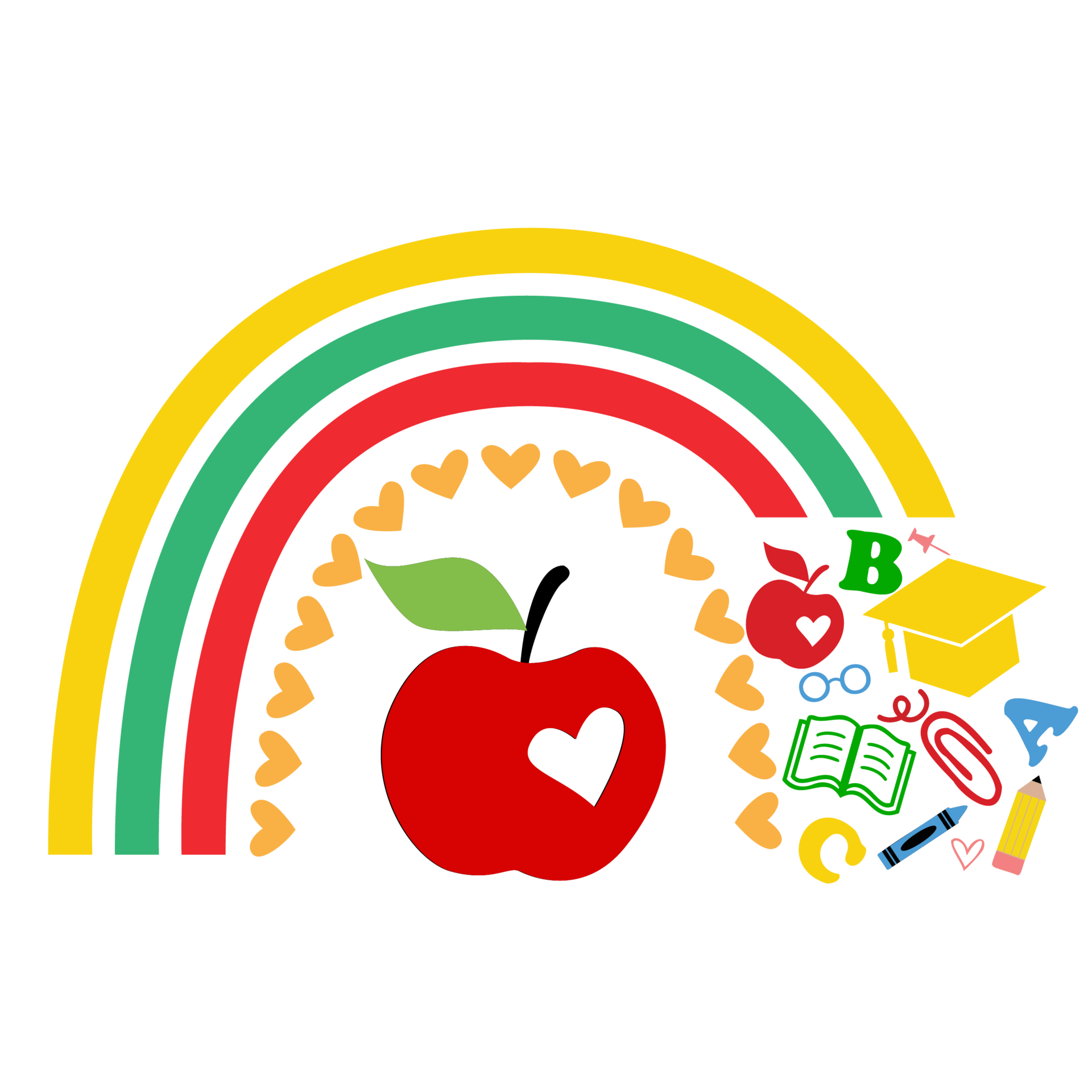 School Teacher Supplies Rainbow With apple 17216958 PNG