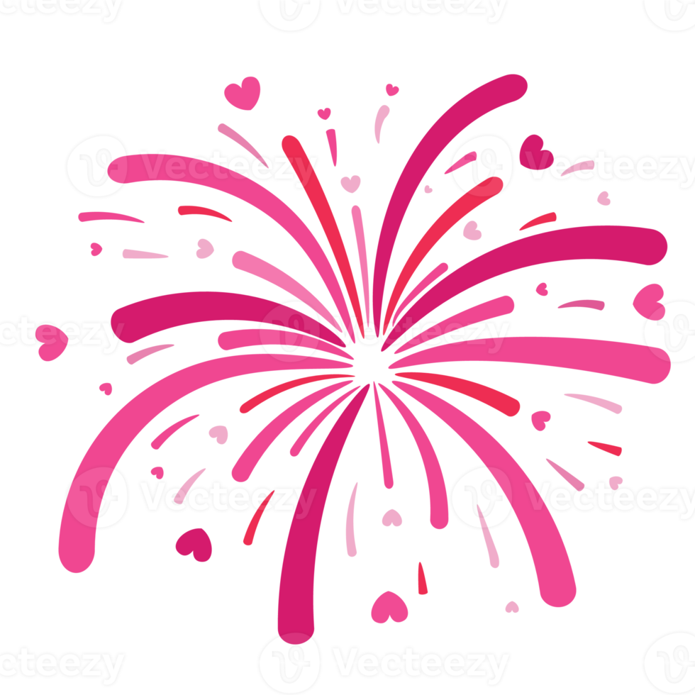 Fireworks heart valentine day Graphic png