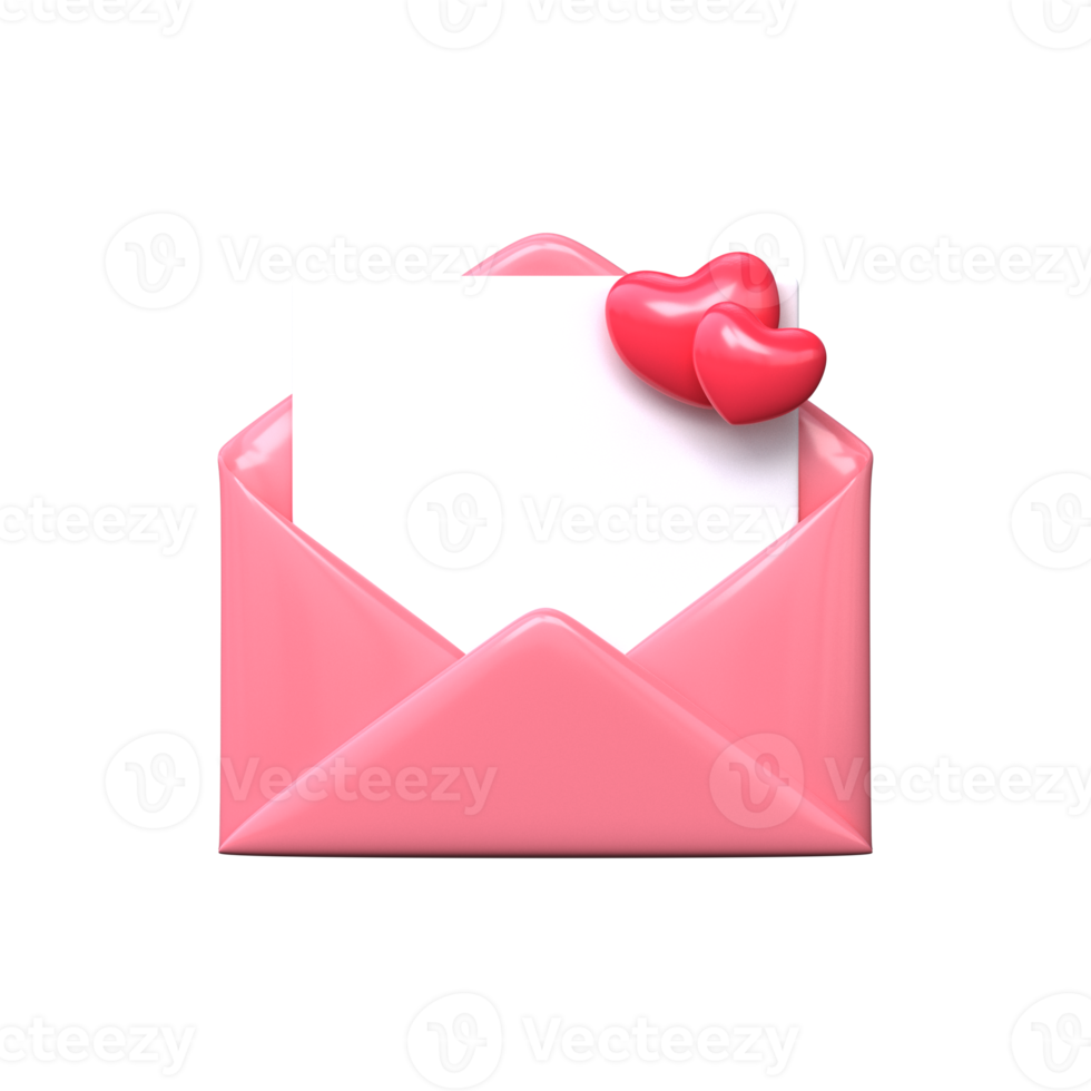 Love letter icon. Pink 3d envelope with a heart. png