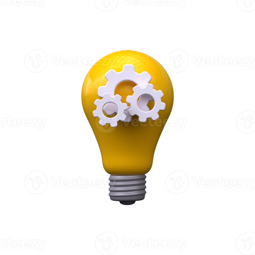 Light Bulb Gear Icon 3d render. png