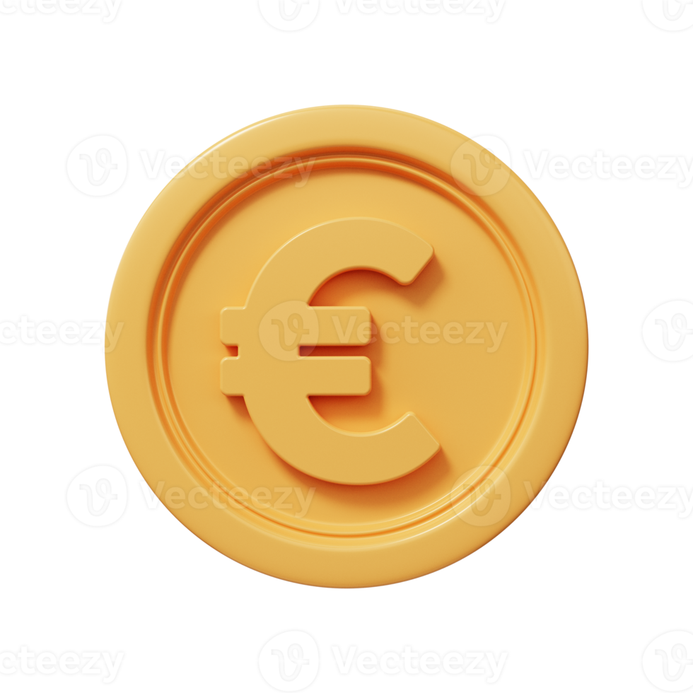 moneda de euro de oro render 3d png