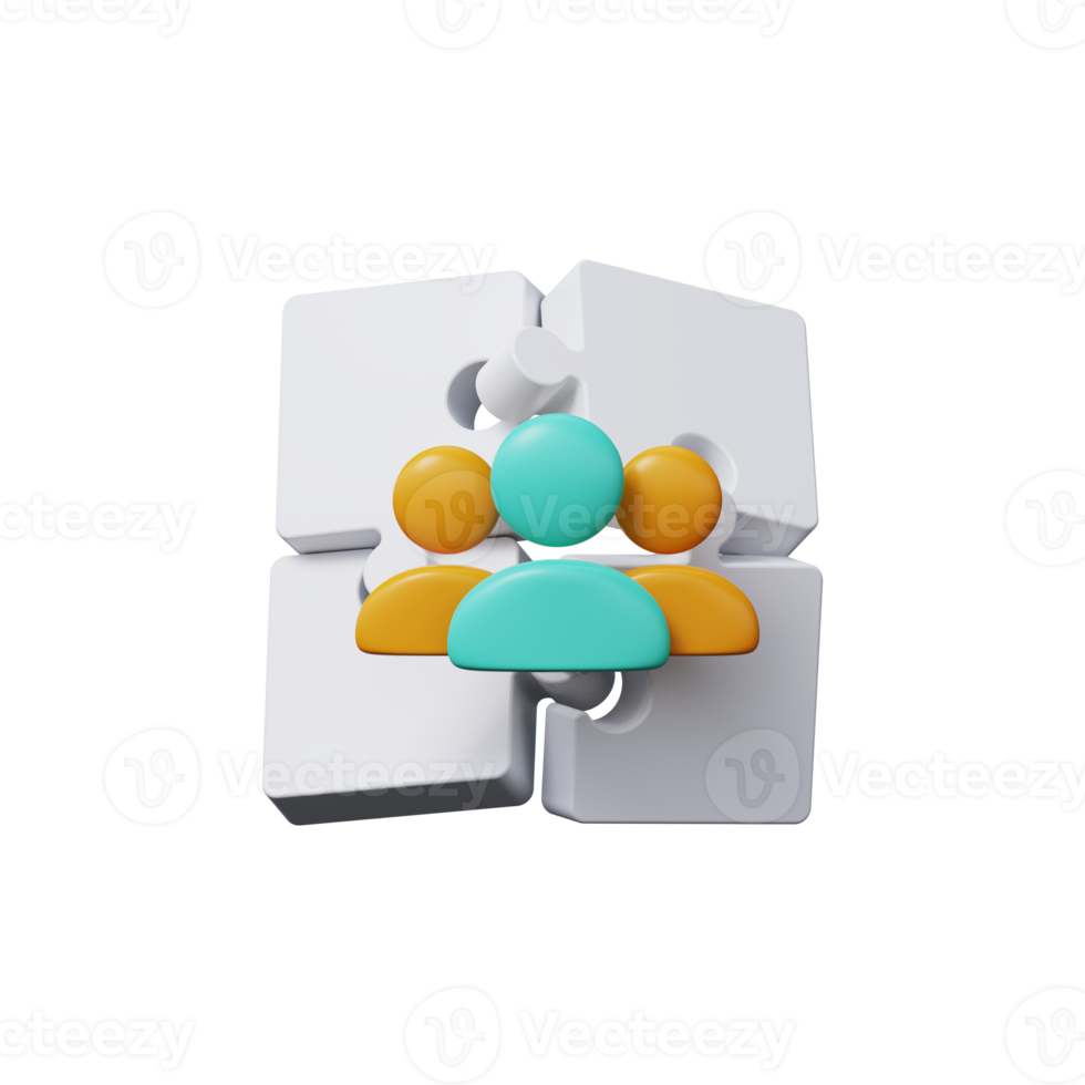 Puzzle team concept Teamwork 3d render png