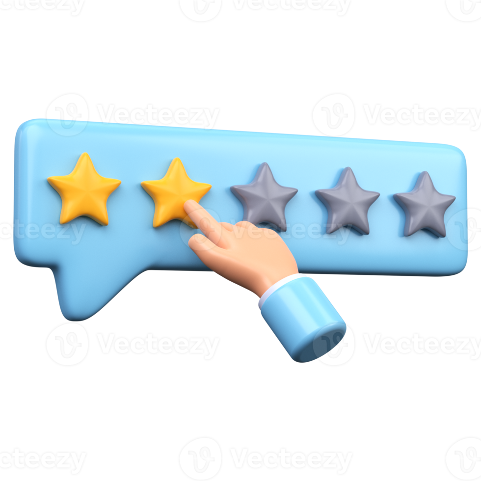 Two stars rating 3D icon png