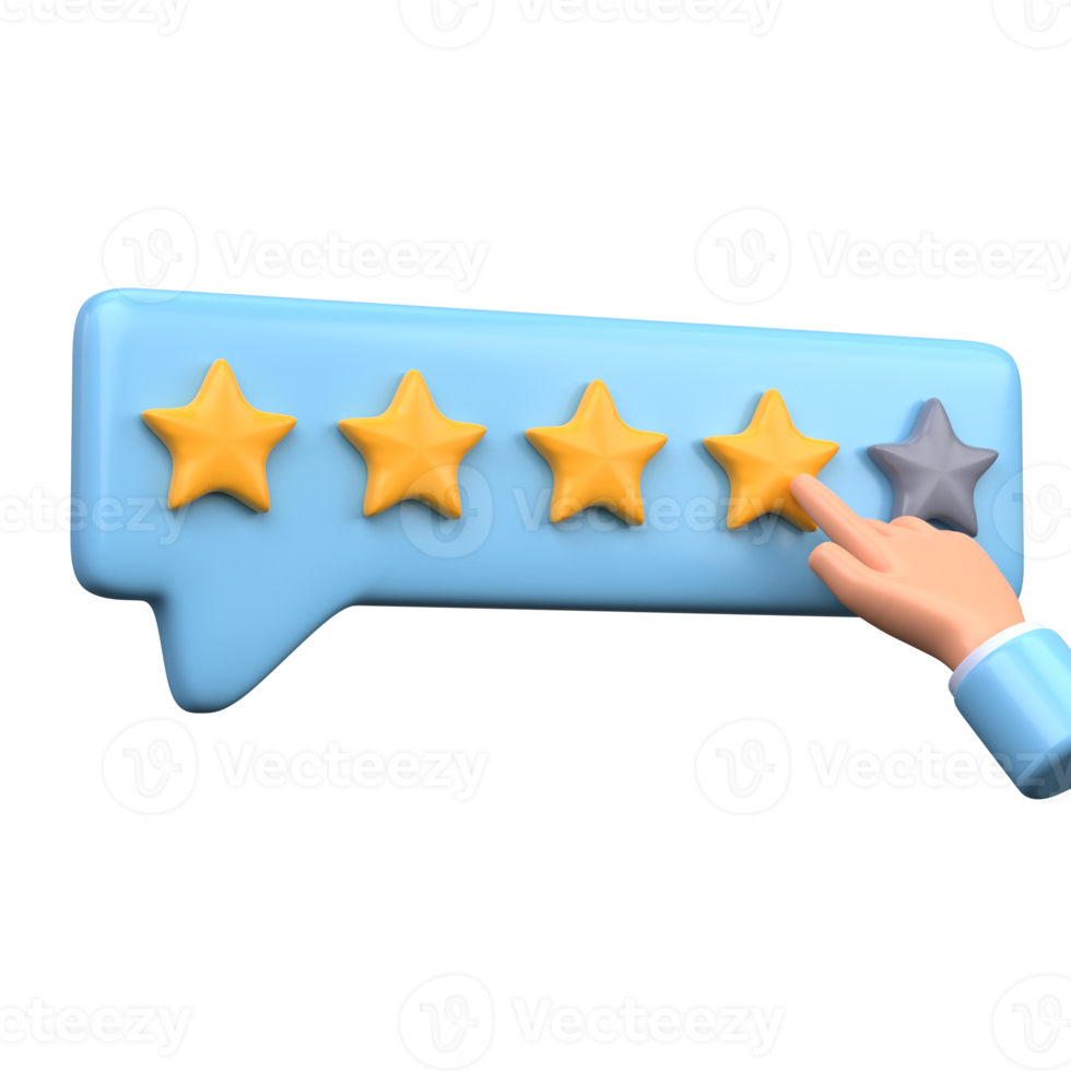 Four stars rating 3D icon png