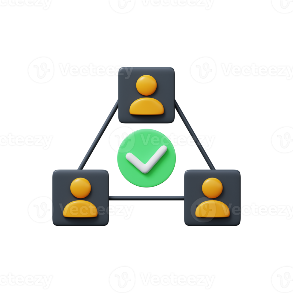 Successful teamwork icon 3D render png