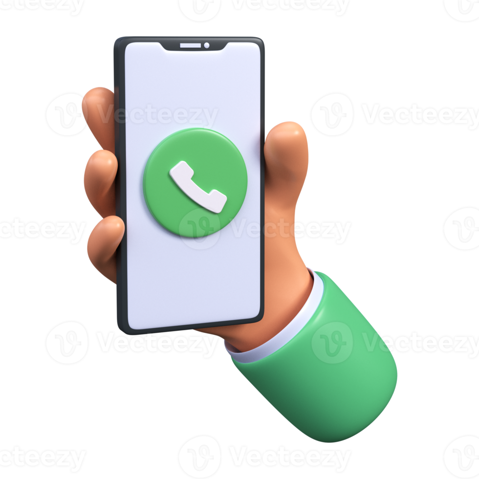 hand and phone 3d render png
