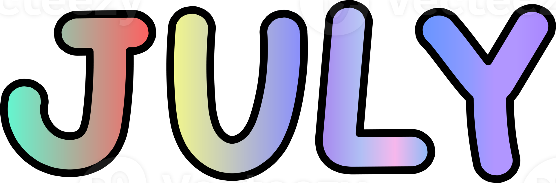 gradient lettering month decoration png