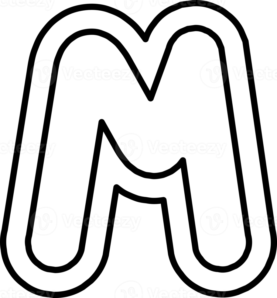 cute puffy black and white letter hand draw alphabet png