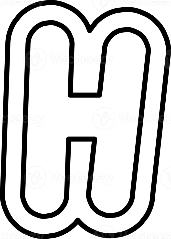 cute puffy black and white letter hand draw alphabet png